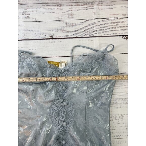 Victoria's Secret Gold Label Vintage Medium Blue Satin Button Lace Camisole Y2K - Picture 9 of 10